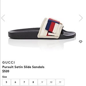 Authentic Gucci Pursuit Satin Slides Size:38